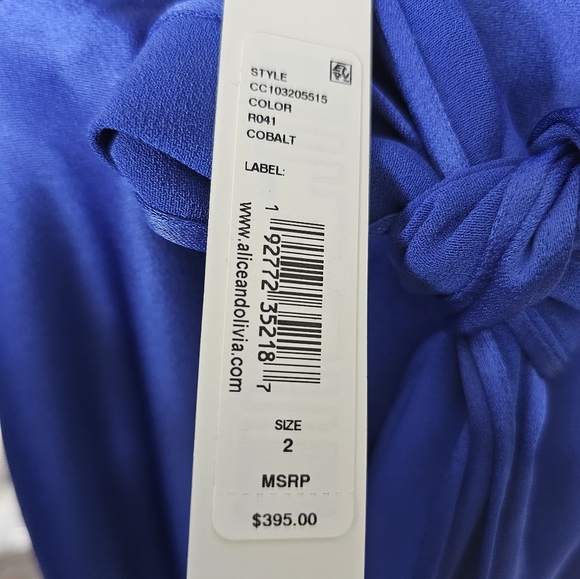 Alice +Olivia Francine Dress Midi Cobalt Blue New With Tags Size 2 - Picture 10 of 11